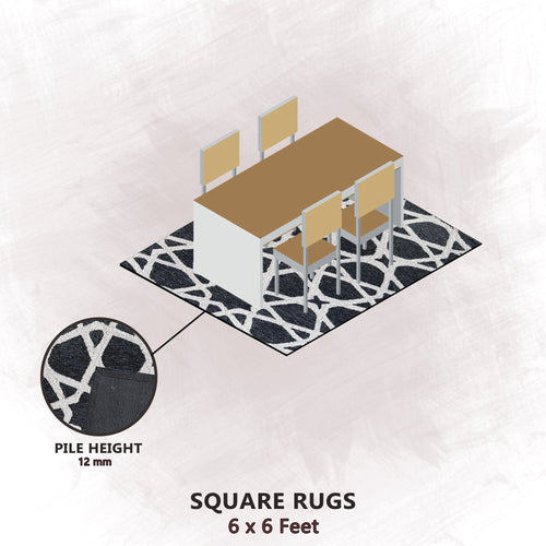 Premium Hand-Tufted Rug Made of 100% Wool  - Ash Zellig - 6x6 Feet
