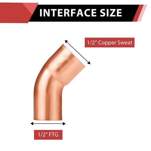 30 Pcs 1/2" FTG x Copper 45° Street Elbow at Wholesale Price
