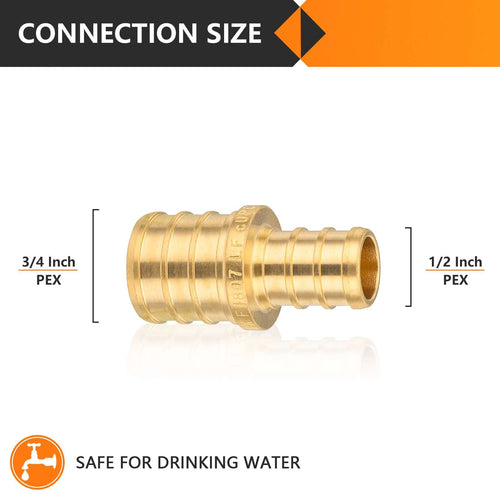 30 Pcs PEX-B Crimp 3/4" PEX x 1/2" PEX Coupling (Lead Free)