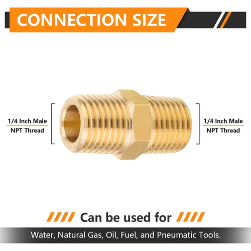 30 Pcs 1/4" Male NPT Brass Hex Connector