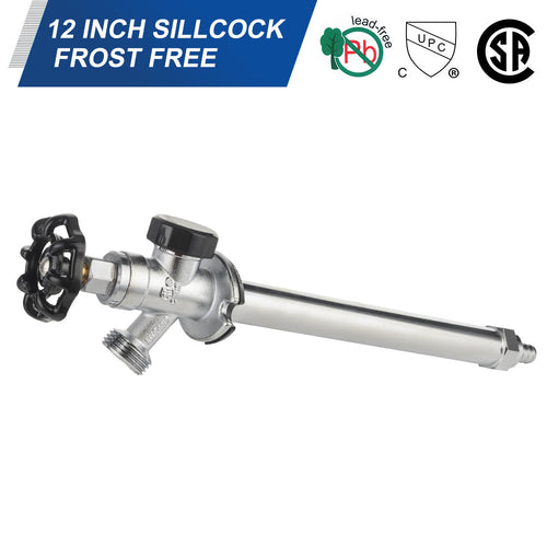 1/2" PEX Crimp x 3/4" Hose Bibb, 8" Anti Siphon Frost Free Sillcock Plumbingsell