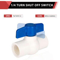 10 Pcs 1-1/2" PVC Ball Valve, FPT Threaded, Sch. 40
