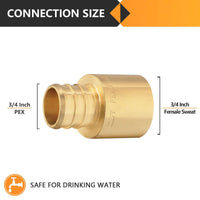 30 Pcs PEX-B Crimp 3/4" PEX x 3/4" Female Copper Sweat Sweat Coupling (Lead Free)