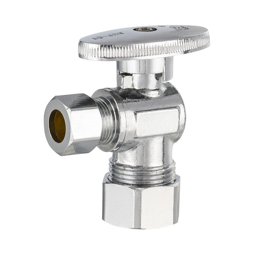 1/2" Nominal (5/8" OD) Compr. x 3/8" OD Compr. Angle Stop Valve, 1/4 Turn (Lead Free) Plumbingsell