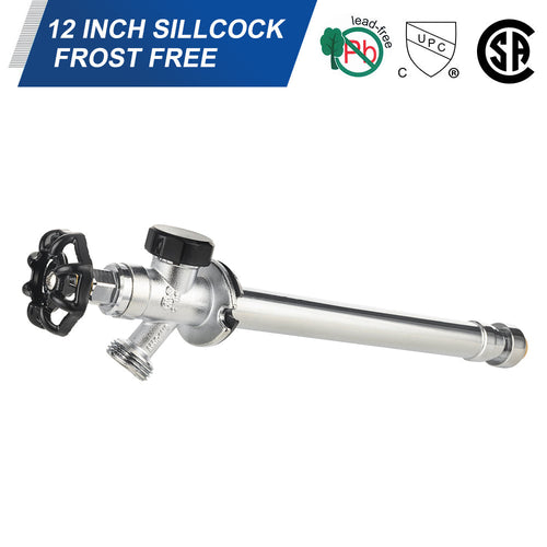 1/2" Push Fit x 3/4" Hose Bibb, 10" Anti Siphon Frost Free Sillcock