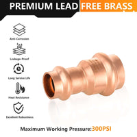 30 Pcs 3/4" x 1/2" Copper Press x Press Coupling NO Stop (Lead Free)