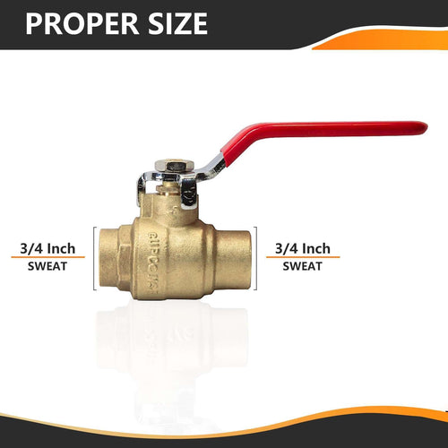 3/4" Sweat Ball Valve, Red (Lead Free)
