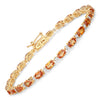 7.39 Carat Genuine Orange Sapphire and White Diamond 14K Yellow Gold Bracelet