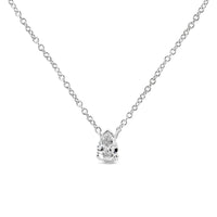 14K White Gold 1/5 Cttw Pear Shape Solitaire Diamond 18" Pendant Necklace (G-H Color, VS2-SI1 Clarity)