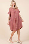 Mittoshop Mineral Wash Cotton Gauze Mini Shirt Dress