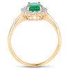 1.39 Carat Genuine Zambian Emerald and White Diamond 10K Yellow Gold Ring