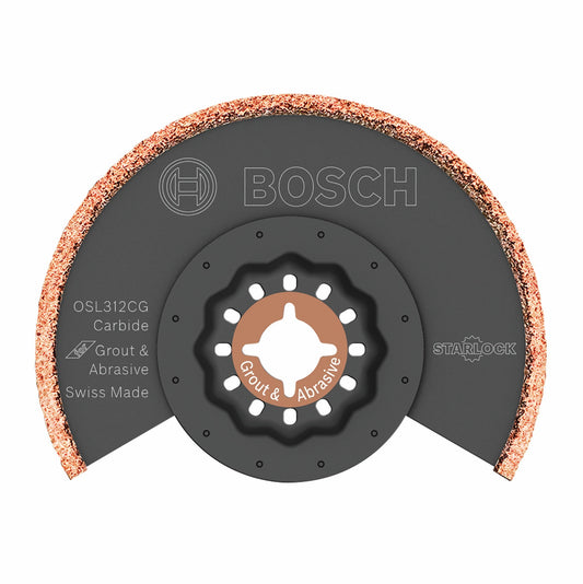 BOSCH OSL312CG 3-1/2 In. x 1/8 In. Starlock® Oscillating Multi Tool kerf Carbide Grit/Grout Grinding Blade