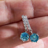 2ct Moissanite Drop Earrings 925 Sterling Silver Royal Blue Gold Accent