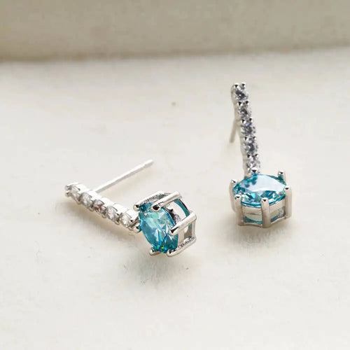 2ct Moissanite Drop Earrings 925 Sterling Silver Royal Blue Gold Accent