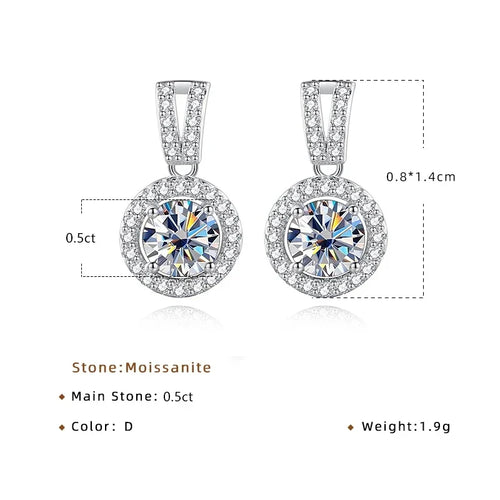 2Ct Moissanite Necklace Earrings Set Sterling Silver 925 Wedding Jewelry