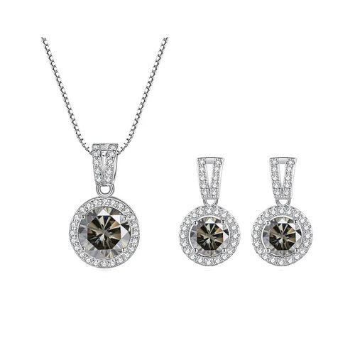 2Ct Moissanite Necklace Earrings Set Sterling Silver 925 Wedding Jewelry