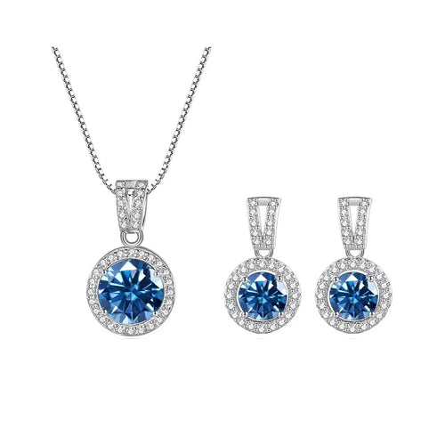 2Ct Moissanite Necklace Earrings Set Sterling Silver 925 Wedding Jewelry