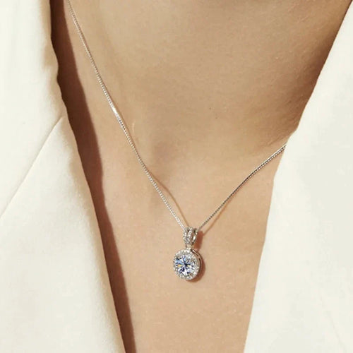 2Ct Moissanite Necklace Earrings Set Sterling Silver 925 Wedding Jewelry