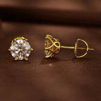 2Ct Moissanite Round Stud Earrings VVS1 D Color S925 Sterling Silver Screw Back