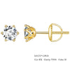 2Ct Moissanite Round Stud Earrings VVS1 D Color S925 Sterling Silver Screw Back