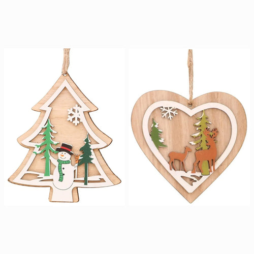 2D Christmas Ornaments Hand Painted Wood