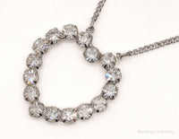 Antique Crystal Heart Sterling Silver Necklace 16"