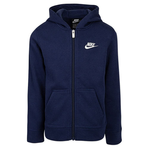 Nike Boys Club Fleece Full Zip Hoodie (Little Kids) Midnight Navy 6 Little Kid