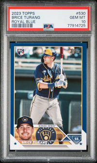 Graded 2023 Topps Brice Turang #530 Royal Blue Rookie RC Baseball Card PSA 10 Gem Mint