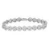 .925 Sterling Silver 2.0 cttw Diamond 7 Stone Floral Cluster Link Bracelet (I-J Color, I3 Clarity) -7.25"