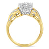 10K Two-Toned Gold Round Baguette Diamond Cluster Ring (1/2 Cttw, I-J Color, I2-I3 Clarity) - Size 6-1/2