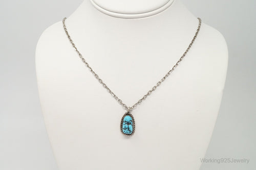 VTG Handmade Native American George Lee Turquoise Sterling Silver Necklace