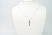 Large Designer Cubic Zirconia Key Sterling Silver Necklace