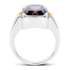 Two Tone Plated 5.51 Carat Genuine Smoky Quartz and White Topaz .925 Sterling Silver Ring
