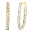 10K Yellow Gold 1.00 Cttw Round and Baguette-Cut Diamond U-Hoop Earrings (H-I Color, SI2-I1 Clarity)
