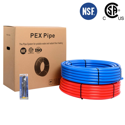 3/4" 100ft, 50ft x 2, PEX-B Pipe, Red & Blue & Cutter Plumbingsell