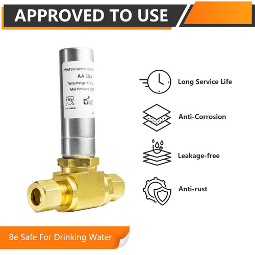 10 Pcs 3/8" OD Comp. x 3/8" OD Female Comp. , Water Hammer Arrestor Tee For Dishwasher Connection, Stainless Steel Plumbingsell