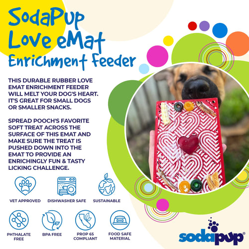 Love eMat - Enrichment Lick Mat for Dogs and Cats| Heart Design | SodaPup