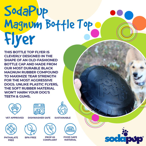 Magnum Bottle Top Flyer Rubber Frisbee for Heavy Chewers | Large | USA Made