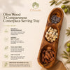 Olive Wood 3-Compartment Centerpiece Serving Tray