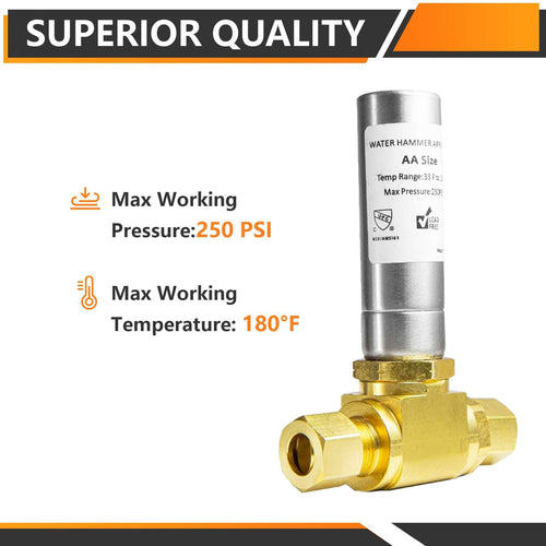 10 Pcs 3/8" OD Comp. x 3/8" OD Female Comp. , Water Hammer Arrestor Tee For Dishwasher Connection, Stainless Steel Plumbingsell