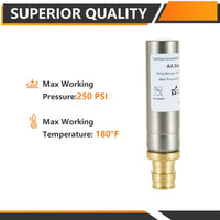 1/2" PEX-A Expansion Connection, Straight Water Hammer Arrestor, Stainless Steel