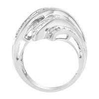 10K White Gold Round and Baguette Cut Diamond Channel Ring (3/4 Cttw, H-I Color, SI2-I1 Clarity) - Size 7