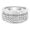 14K White Gold Round and Baguette Diamond Ring (1 1/2 Cttw, F-G Color, SI1-SI2 Clarity) - Size 6-3/4