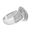 14K White Gold 1-1/2 Cttw Round and Baguette Diamond Bypass Cocktail Ring Band (H-I Color, SI1-SI2 Clarity) - Size 7