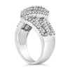 14K White Gold 1-1/2 Cttw Round and Baguette Diamond Bypass Cocktail Ring Band (H-I Color, SI1-SI2 Clarity) - Size 7