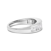 14K White Gold Alternating 1.0 Cttw Round and Baguette Diamond Channel Band Ring