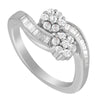 14K White Gold Round and Baguette Diamond Bypass Ring (1/2 cttw, H-I Color, I1-I2 Clarity) - Ring Size 6