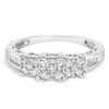 10K White Gold 1/2 Cttw Brilliant & Baguette Cut Diamond 3 Stone Design with 3 Square Clusters Engagement Ring (H-I Color, SI2-I1 Clarity) - Size 6-3/4