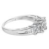 10K White Gold 1/2 Cttw Brilliant & Baguette Cut Diamond 3 Stone Design with 3 Square Clusters Engagement Ring (H-I Color, SI2-I1 Clarity) - Size 6-3/4
