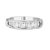 .925 Sterling Silver 1/2 Cttw Baguette Cut Diamond Channel Set X-Station Wedding Ring (H-I Color, I1-I2 Clarity) - Size 6-1/2